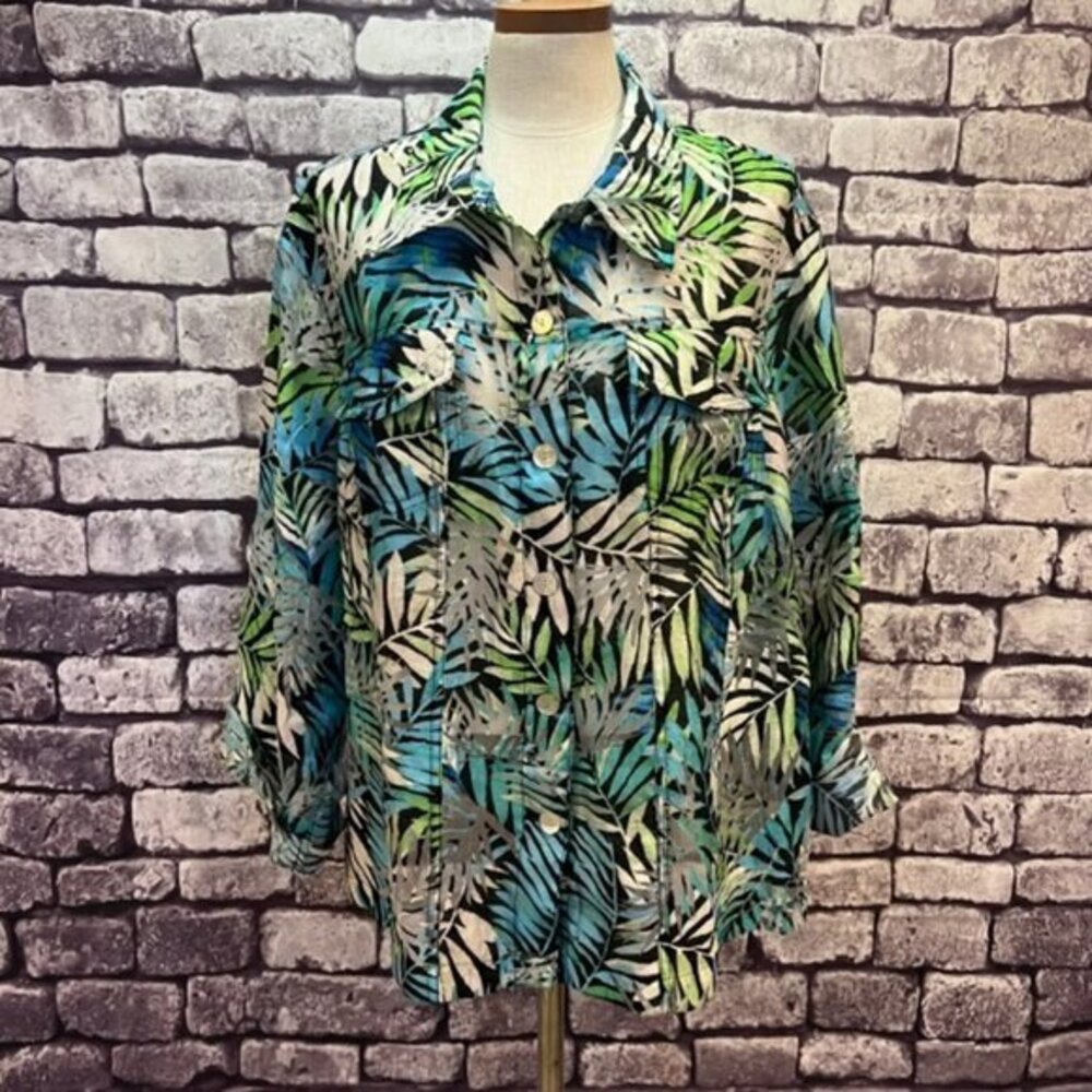 Ruby Rd. Multicolored Sheer Button Down Blouse Size 24W